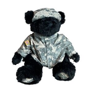 Vintage US Army Teddy Bear 1989 Bear Forces Of America Green Fatigues Plush 17"